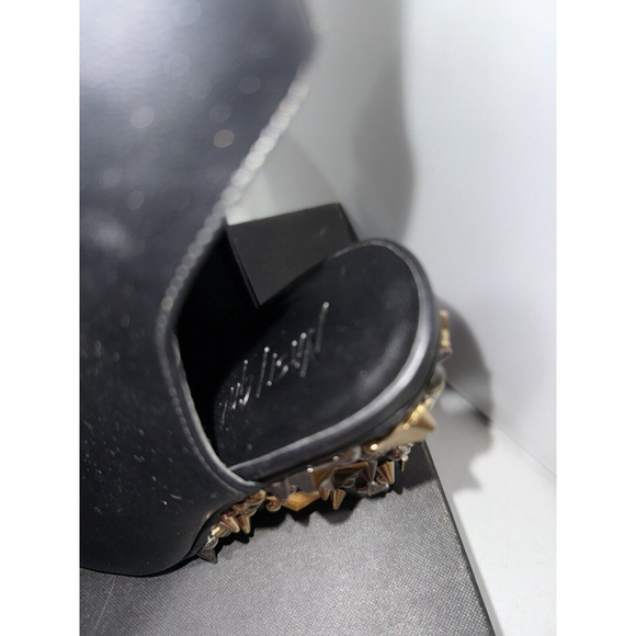 New Nasty Gal Black Embellished Stud Wedge Booties Lace Up 6M - Picture 9 of 14